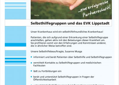 Diese Abbildung zeigt ein Plakats zur Bekanntmachung des Selbsthilfebeauftragten des EVK Lippstadt